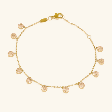 Flower Station Bracelet, Made in 14k solid gold