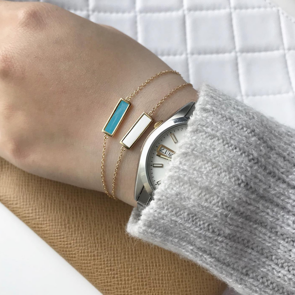 Bar Enamel Bracelet, Handcrafted in 925 sterling silver