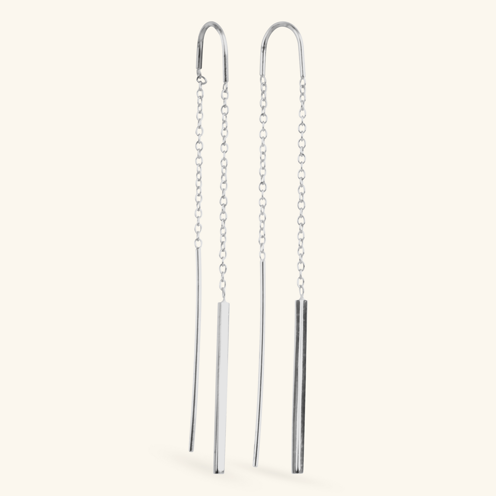 Bar Threader Earrings Sterling Silver, Handcrafted in 925 sterling silver