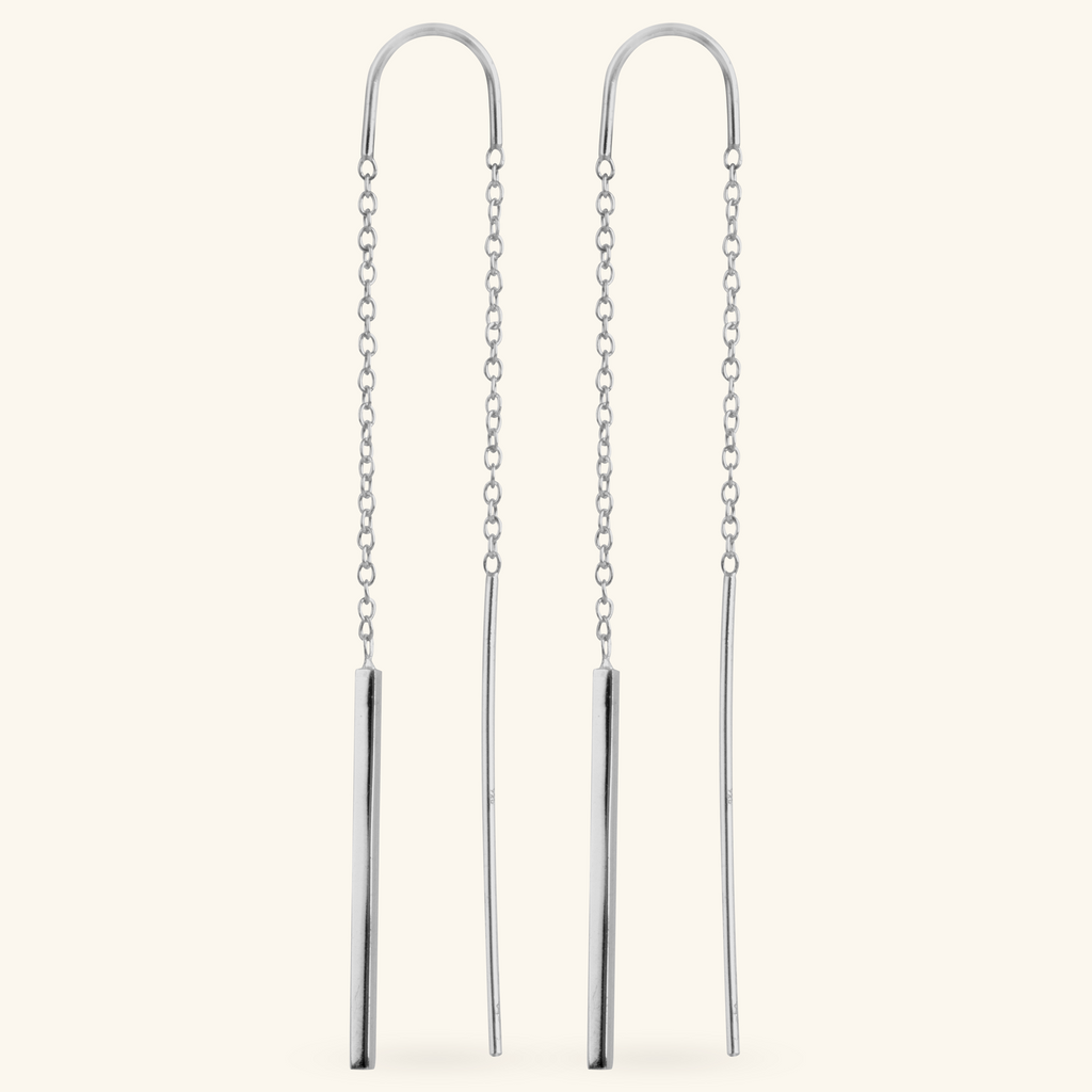 Bar Threader Earrings Sterling Silver, Handcrafted in 925 sterling silver