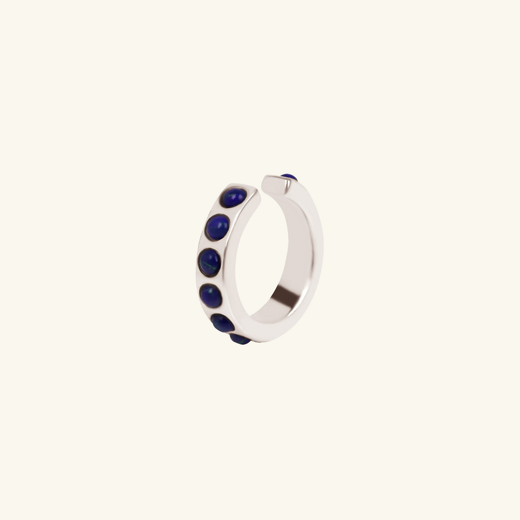 Cabochon Lapis Lazuli Cuff Sterling Silver, Handcrafted in 925 sterling silver