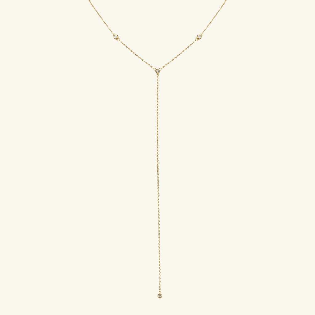 Crystal Y Chain Necklace, Handcrafted in 925 sterling silver