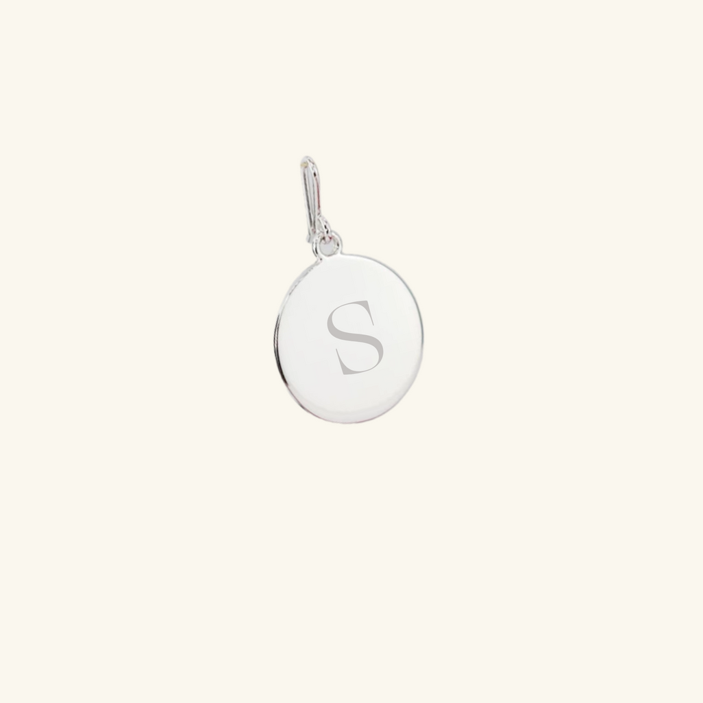 Engravable Disc Hook Charm Pendant Sterling Silver, Handcrafted in 925 sterling silver