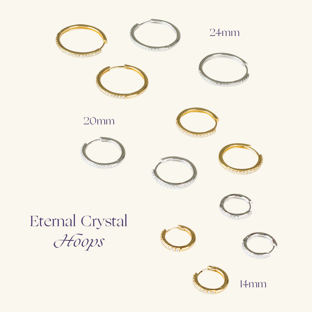 Eternal Crystal Hoops Sterling Silver, Handcrafted in 925 sterling silver