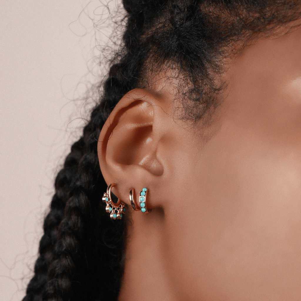 Blue Opal Hoops, Handcrafted in 925 sterling silver