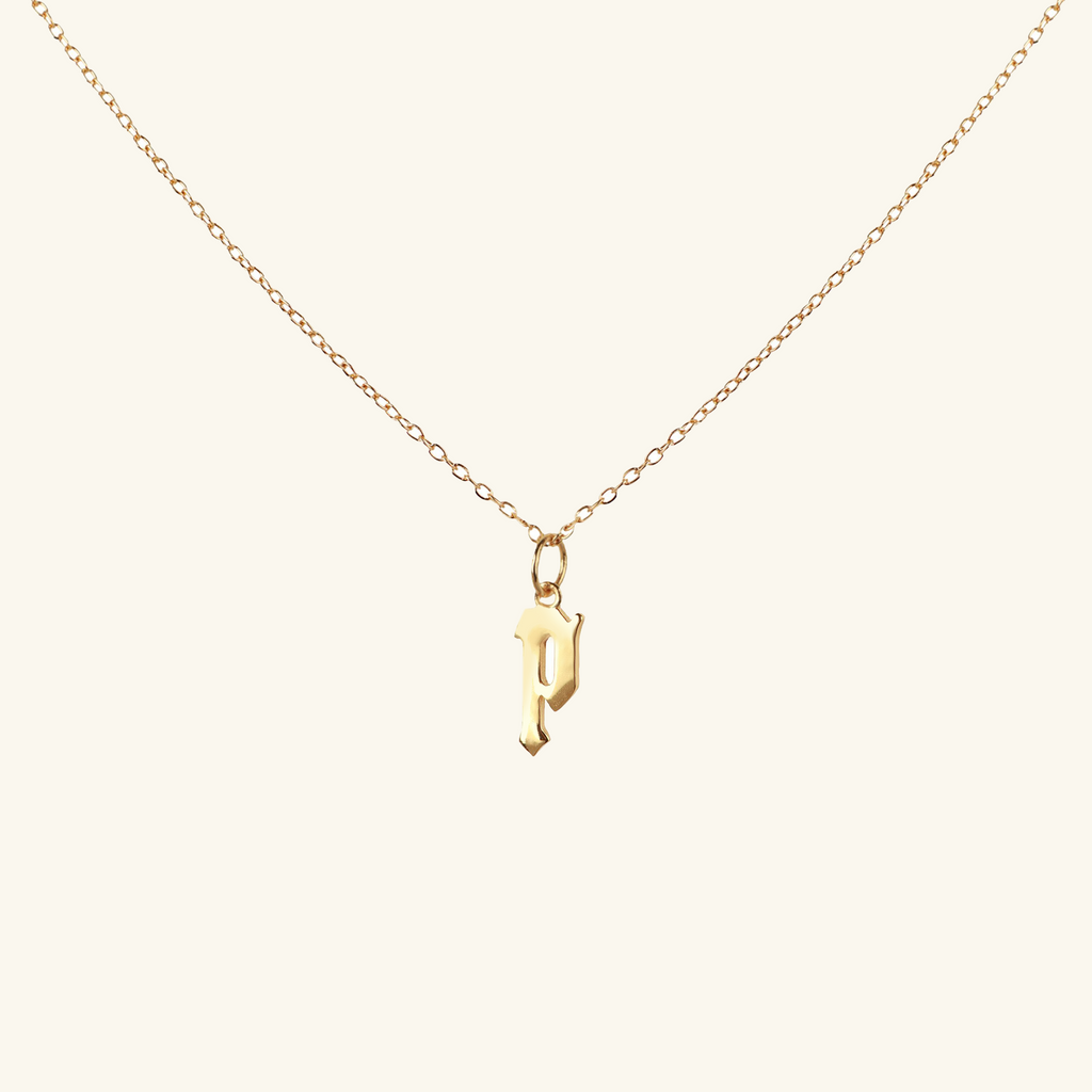 Gothic Initial Necklace, Handcrafted in 925 sterling silver
