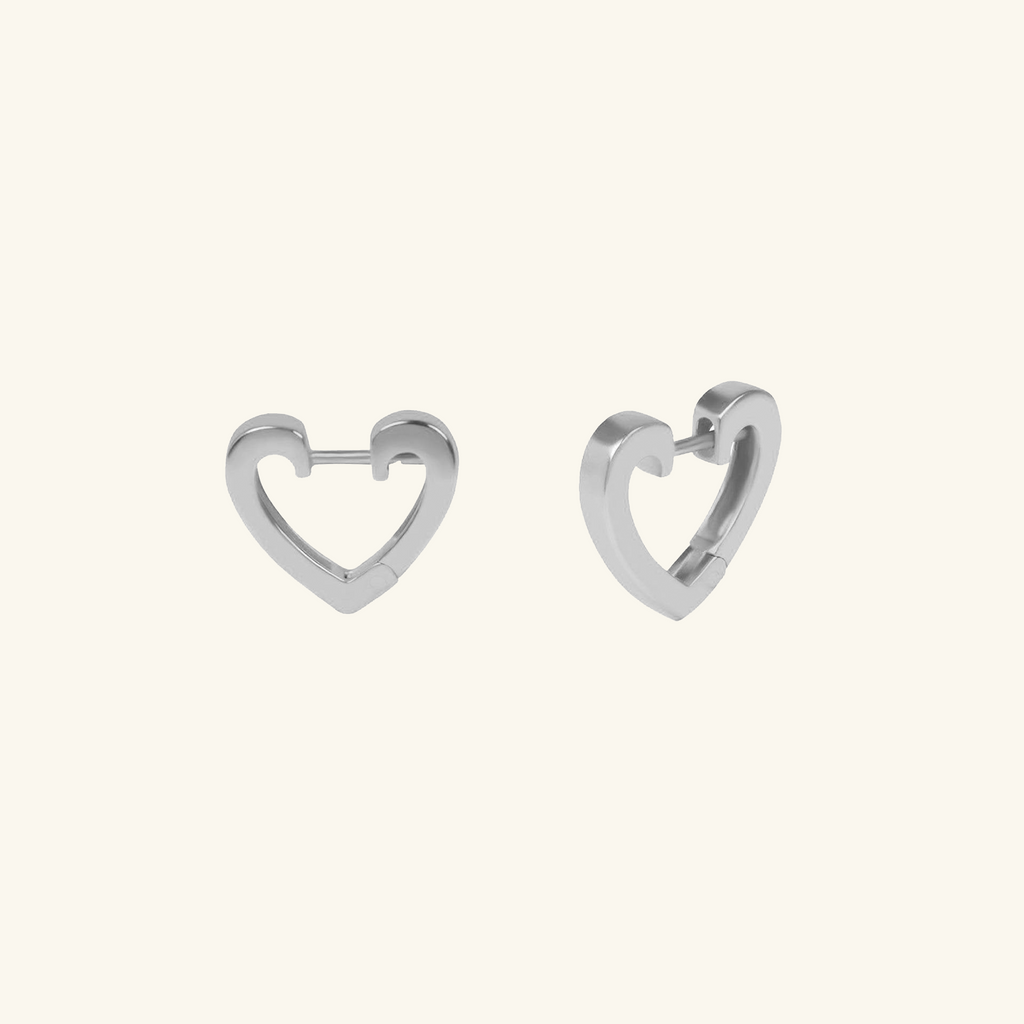 Heart Mini Hoops Sterling Silver, Handcrafted in 925 sterling silver