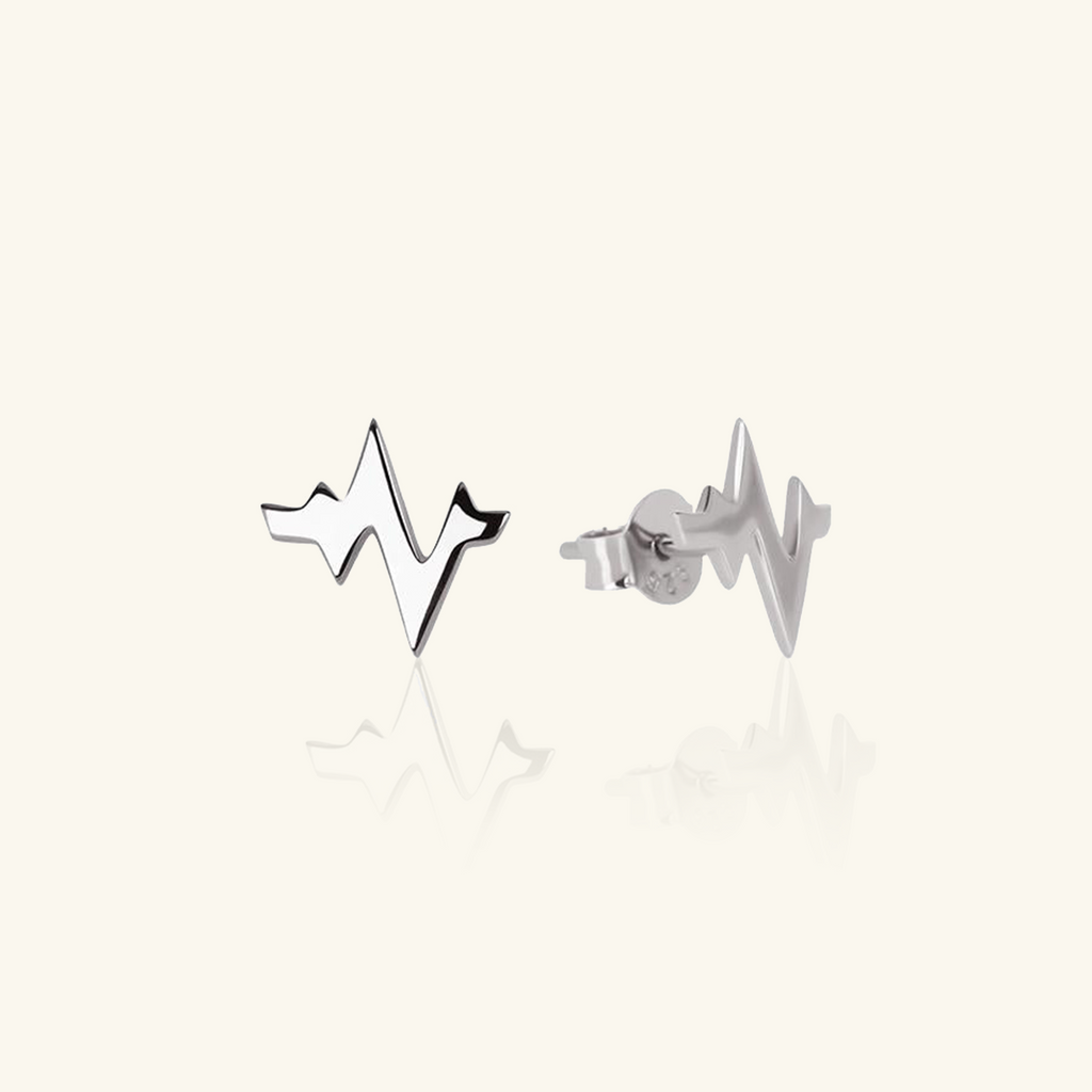 Heartbeat Studs Sterling Silver, Handcrafted in 925 sterling silver