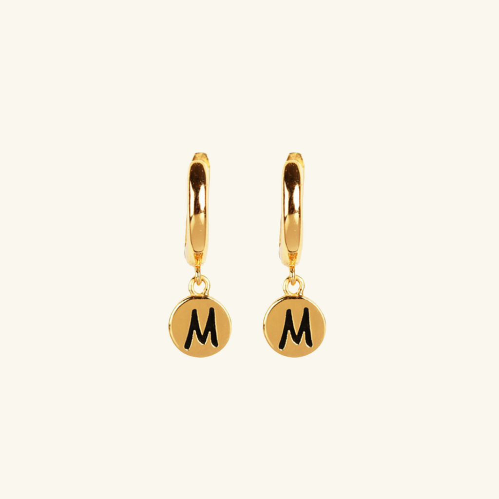 Initial Disc Hoops, Handcrafted in 925 sterling silver