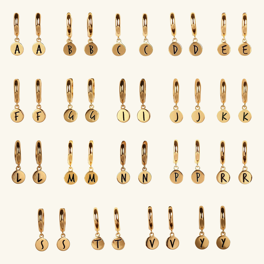 Initial Disc Hoops, Handcrafted in 925 sterling silver