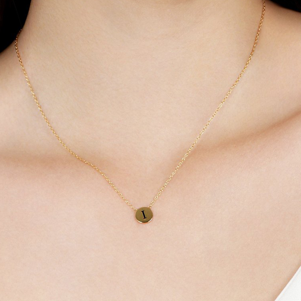 Initial Disc Necklace, Handcrafted in 925 sterling silver
