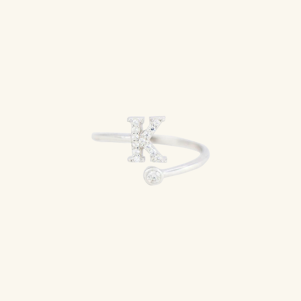 Pavé Initial Ring, Handcrafted in 925 sterling silver