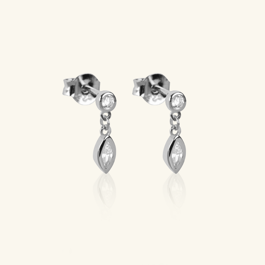 Marquise Drop Earrings Sterling Silver, Handcrafted in 925 sterling silver