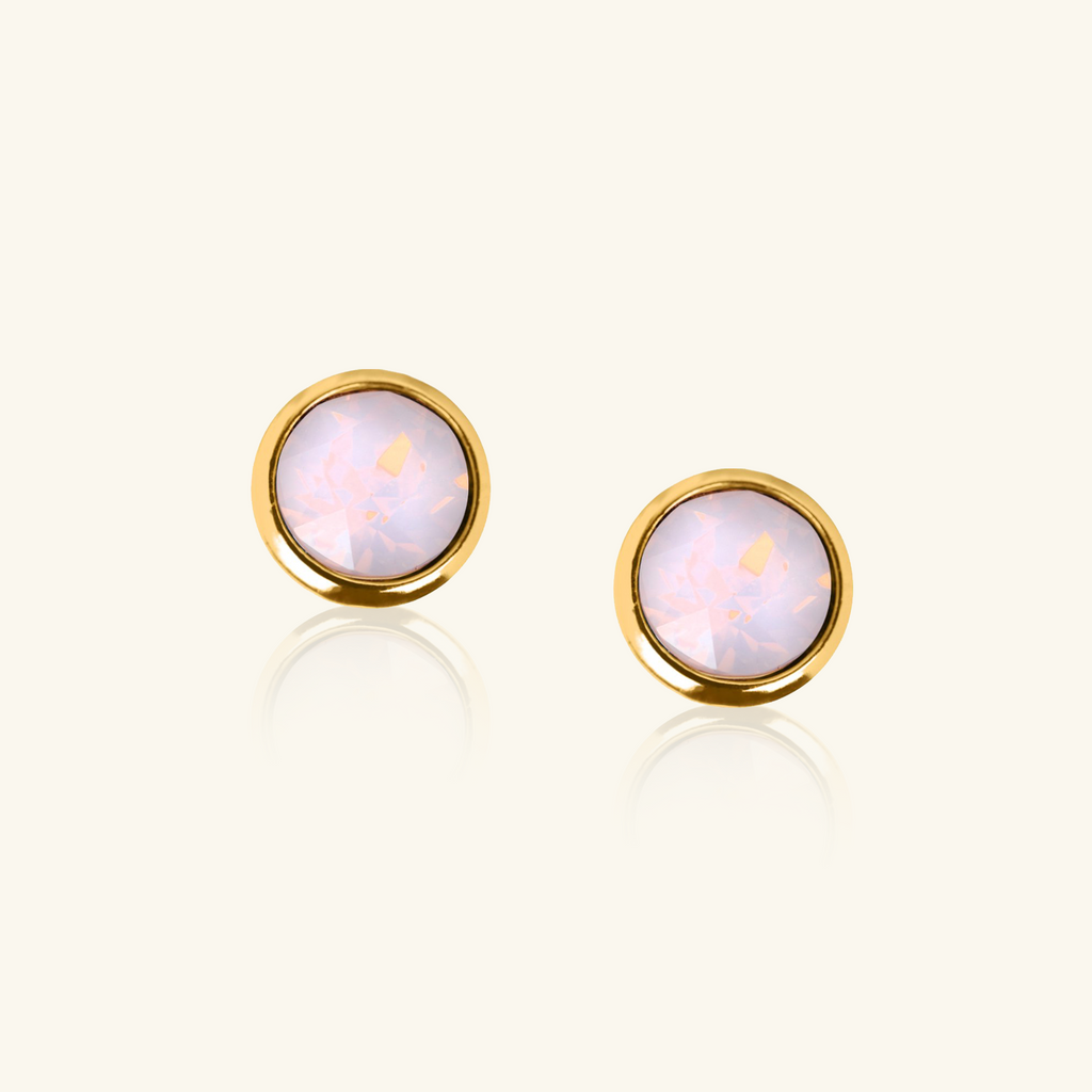 Naples Opal Studs Rose Water, Handcrafted in 925 sterling silver