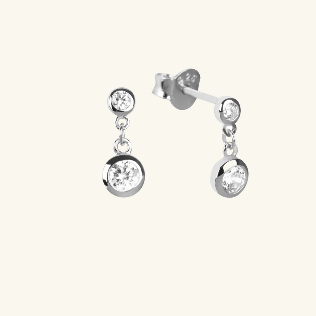 Round Drop Earrings Sterling Silver, Handcrafted in 925 sterling silver