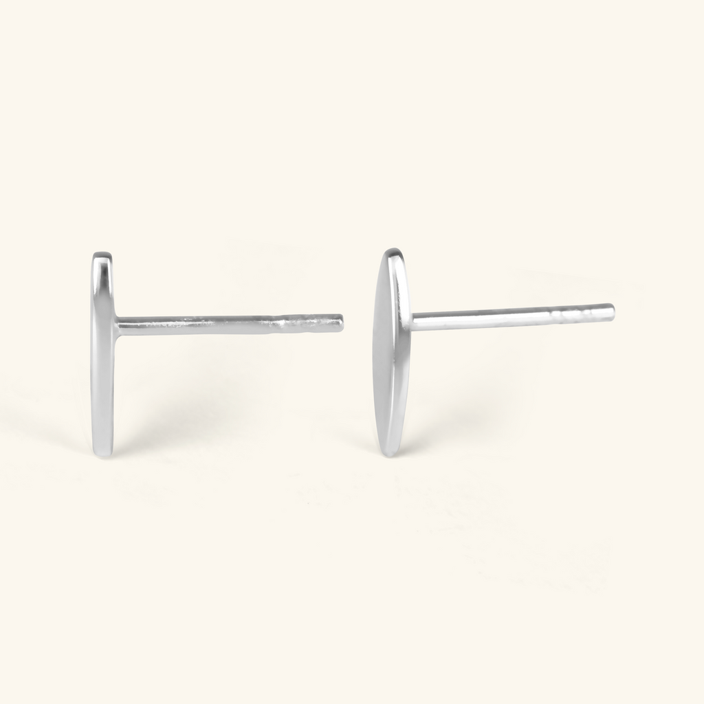 Pointed Oval Studs Sterling Silver, Handcrafted in 925 sterling silver