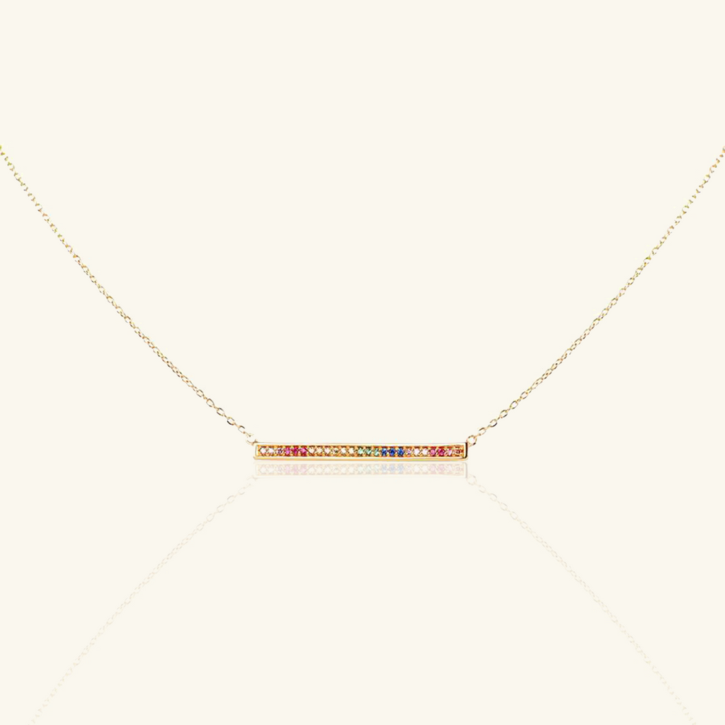 Rainbow Bar Necklace, Handcrafted in 925 sterling silver