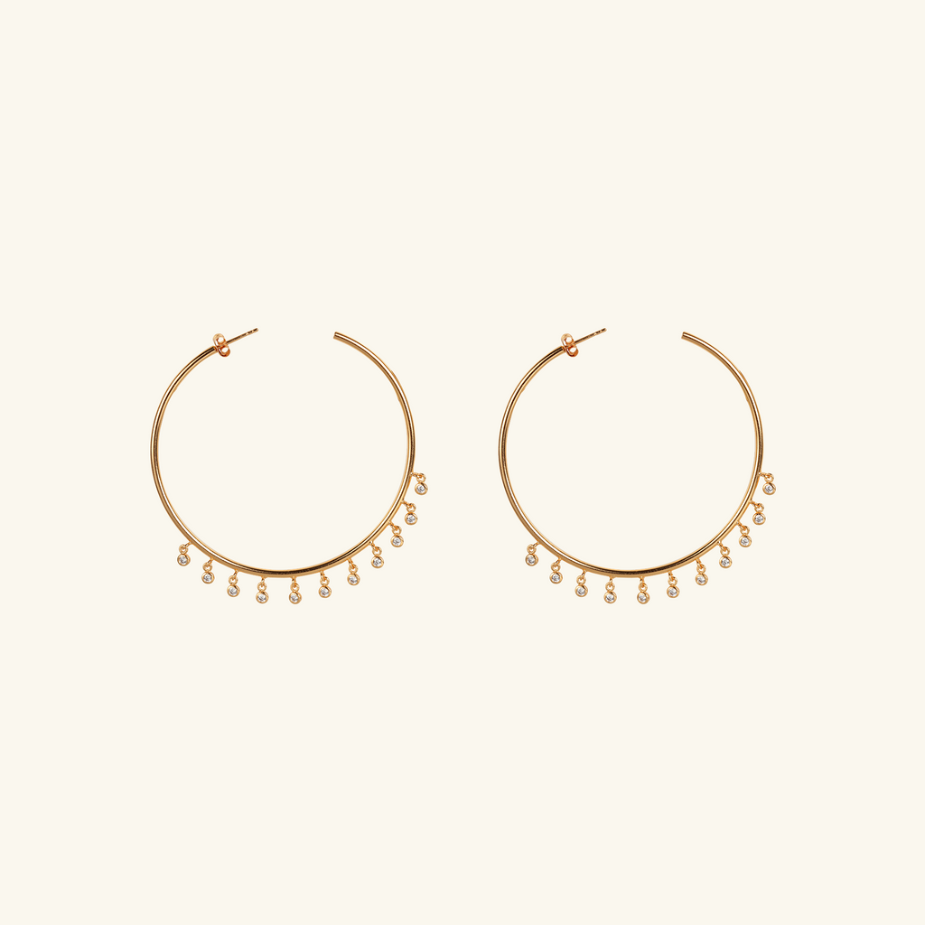 Shaker Crystal Hoops,Handcrafted in 925 Sterling silver