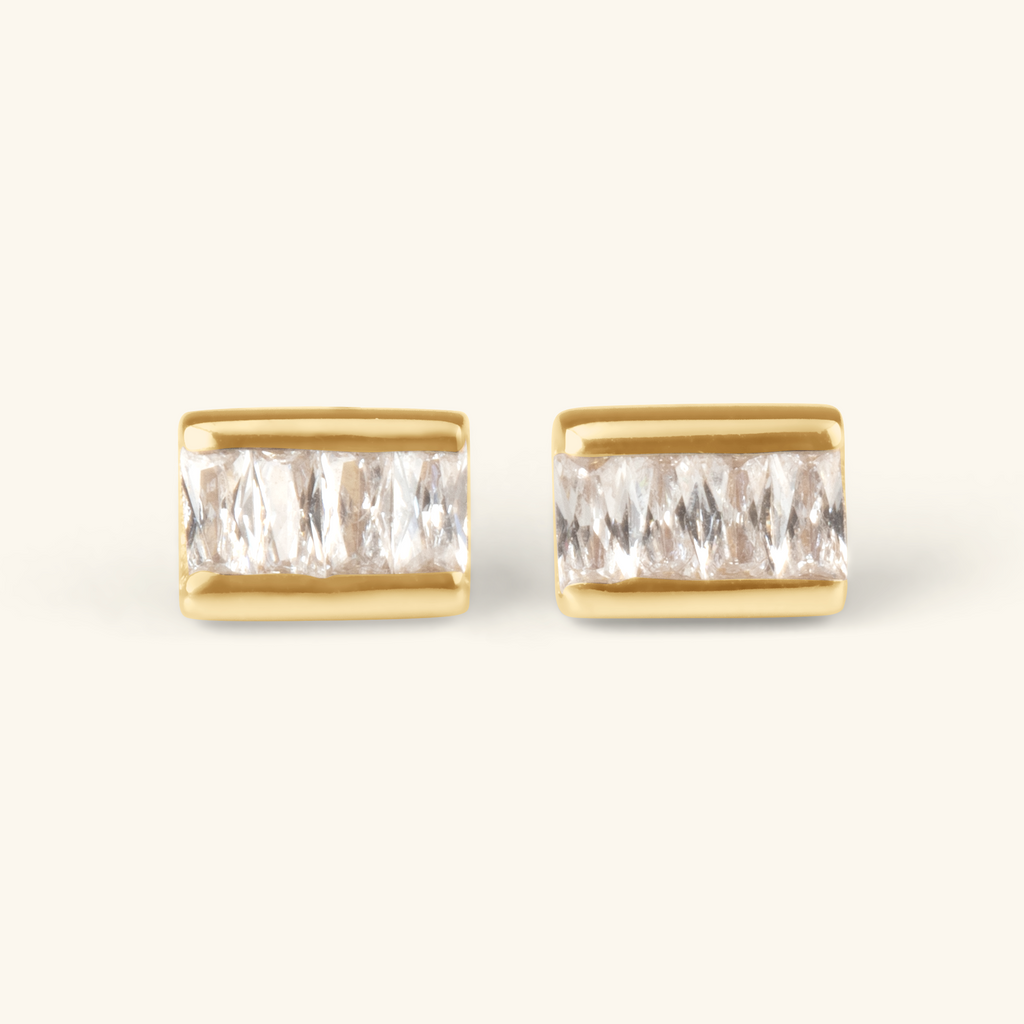 Square Bar Studs,Handcrafted in 925 Sterling Silver