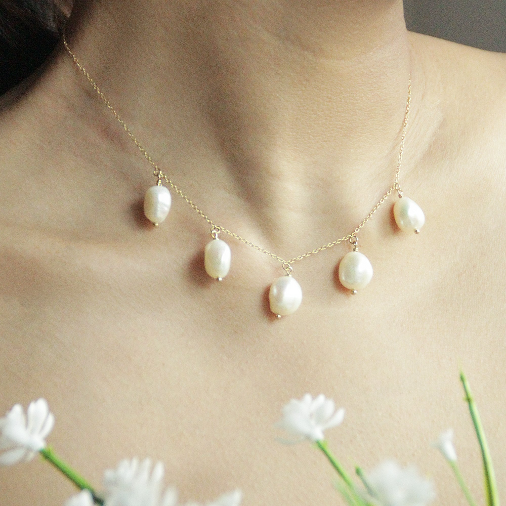 Staycation Pearl Necklace.Handcrafted in 925 Sterling Silver