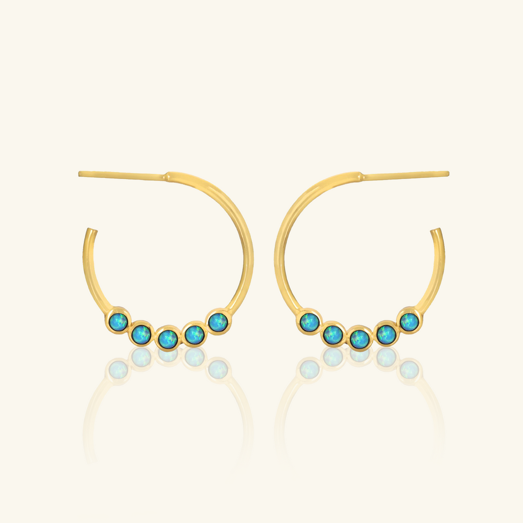 Tiffany Opal Midi Hoops,Handcrafted in 925 Sterling Silver