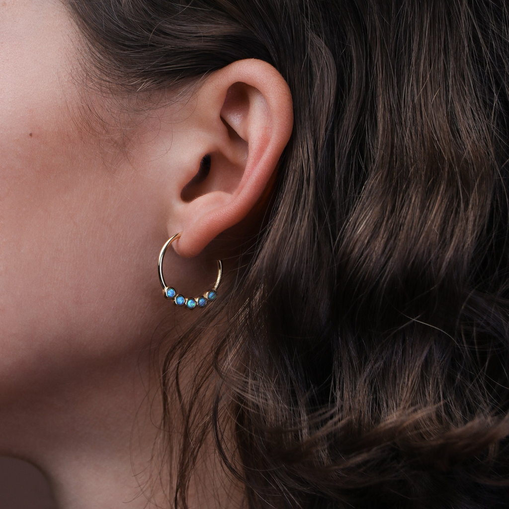 Tiffany Opal Midi Hoops,Handcrafted in 925 Sterling Silver