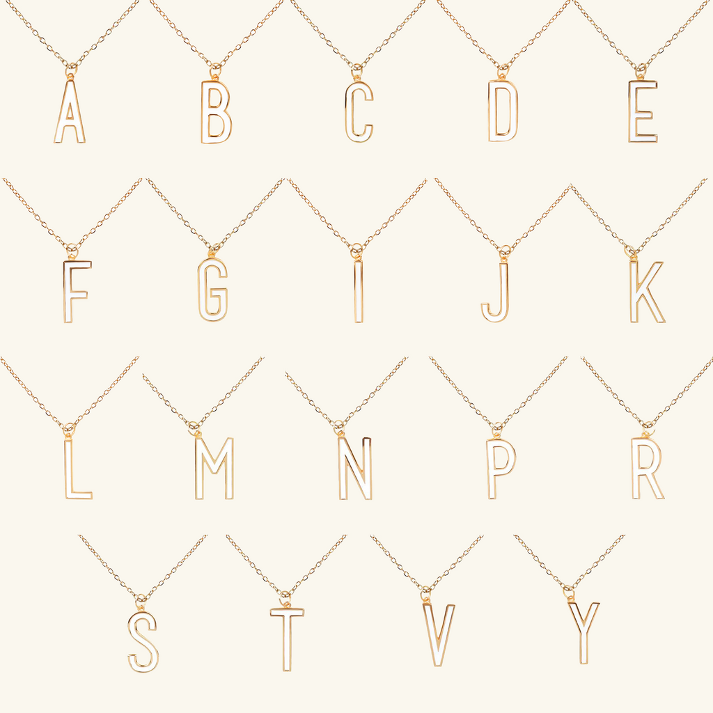 White Block Letter Pendant,Handcrafted in 925 Sterling Silver