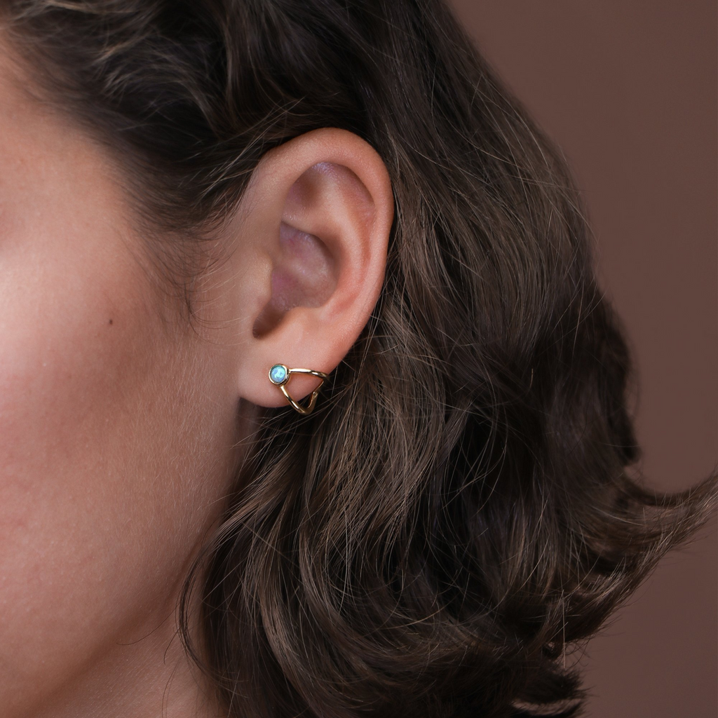 Wishbone Opal Studs,Hancrafted in 925 Sterling Silver