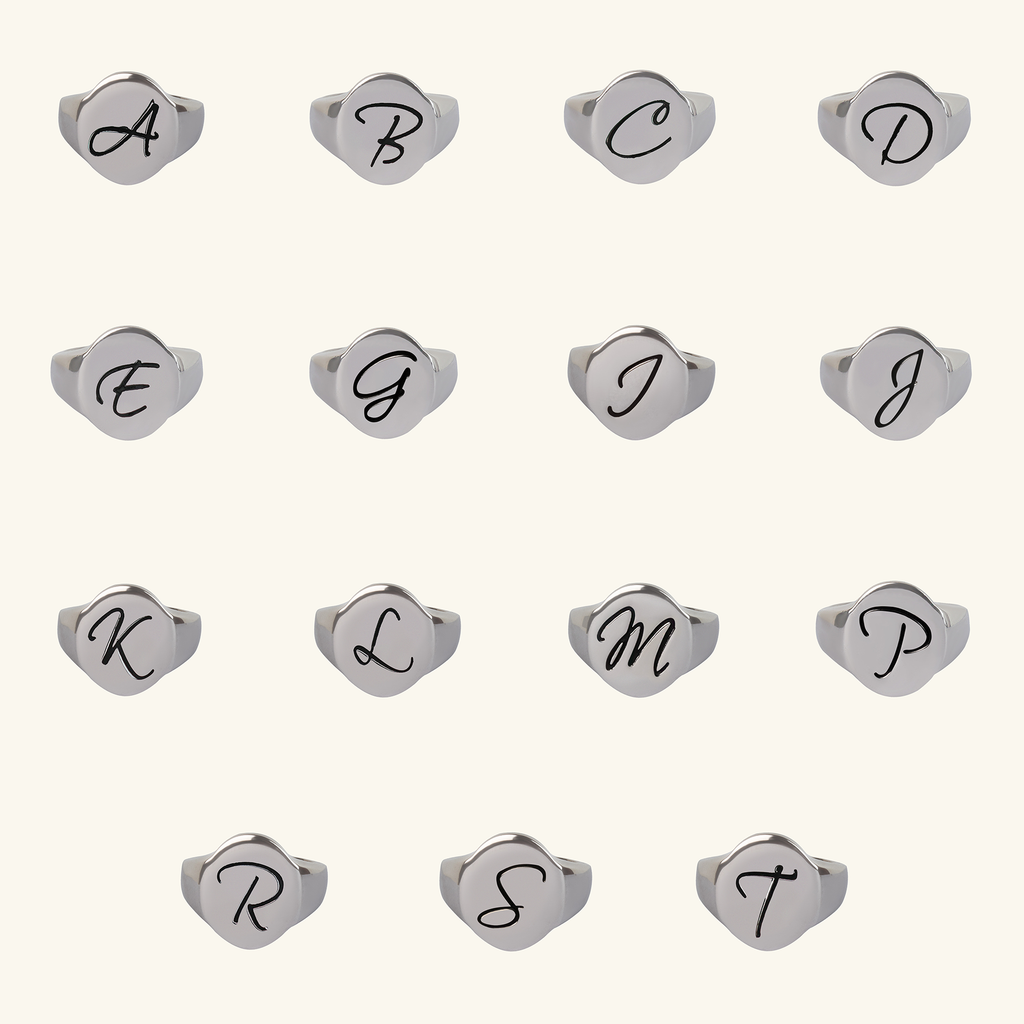 Letter Signet Ring, Handcrafted in 925 sterling silver