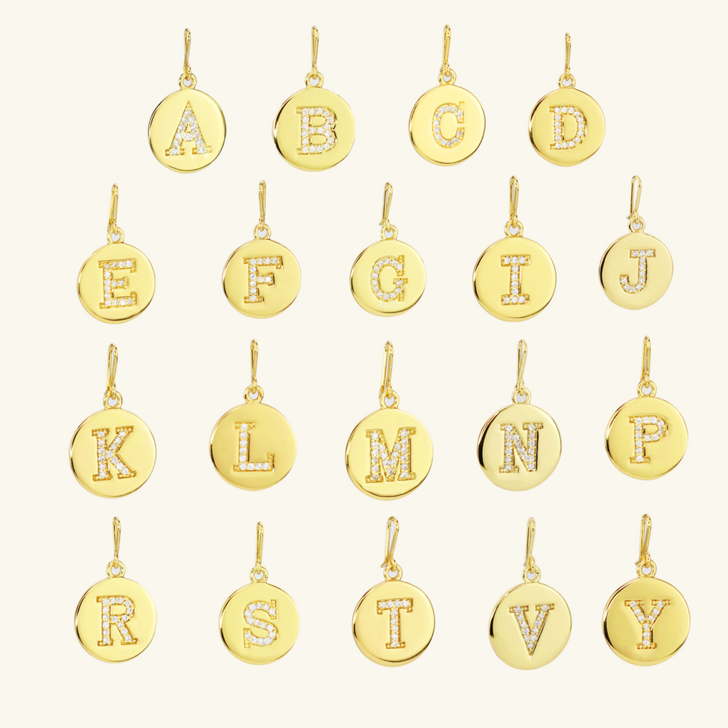 Pavé Letter Hook Charm, Handcrafted in 925 sterling silver