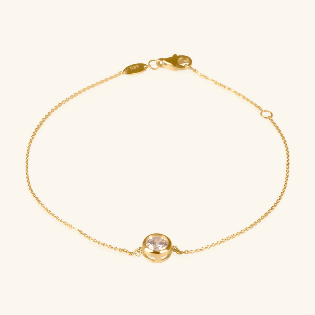 14k Solo Bezel Bracelet, Handcrafted in 14K solid gold