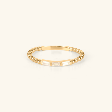 Trio Baguette Beads Ring,Made in 14k Solid Gold
