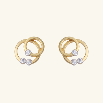 Twin Halo Studs,Made in 18k Solid gold