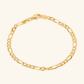 Figaro Chain Bracelet, Made in 14k solid gold