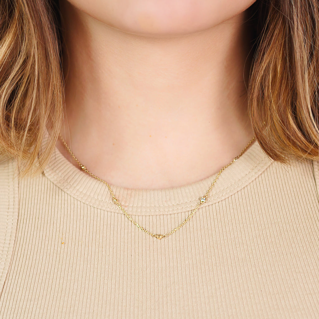 Floating Necklace, Made in 14k solid gold