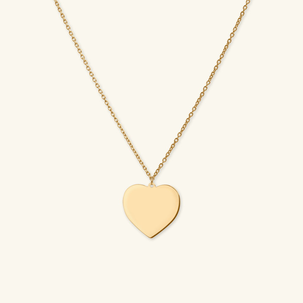 Engravable Heart Necklace, Made in 18k solid gold