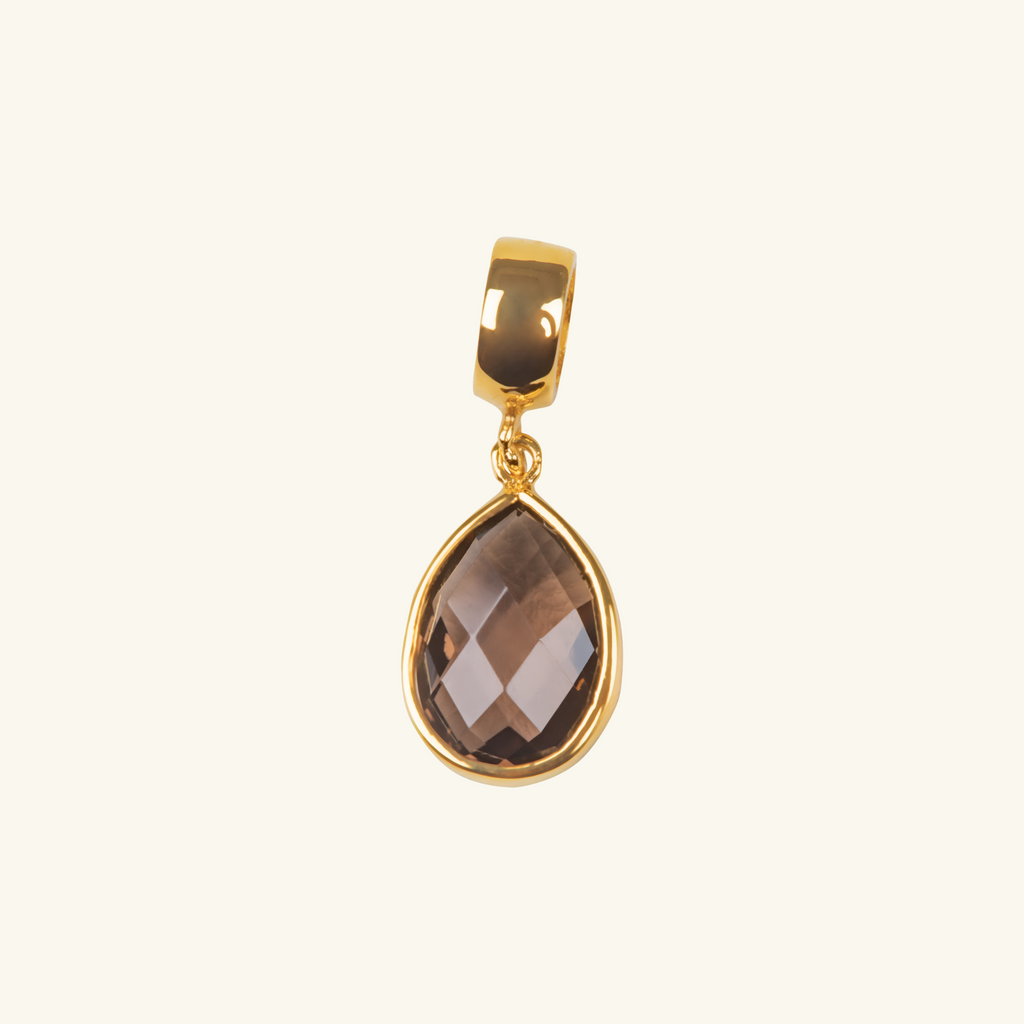 Black Sapphire Pear Charm, Made in 18k solid gold 