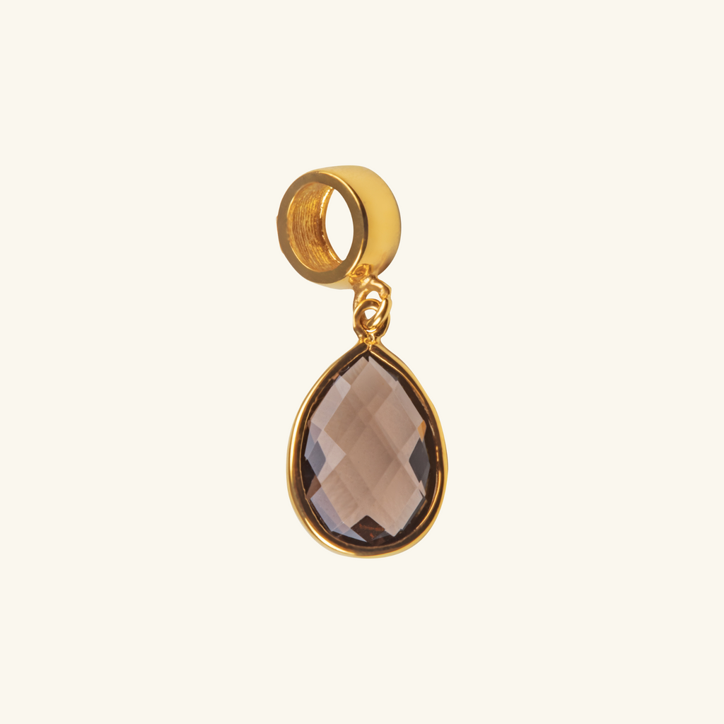 Black Sapphire Pear Charm, Made in 18k solid gold d gold