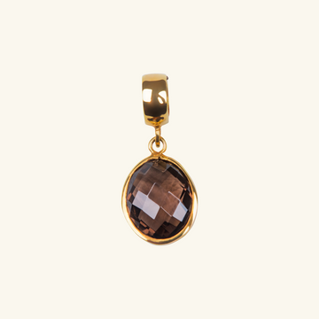 Black Sapphire Oval Charm, Made in 18k solid gold