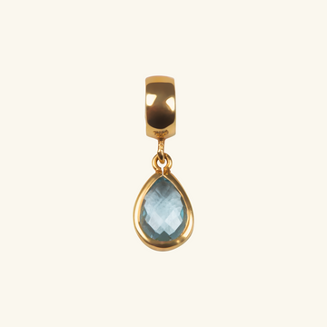 Mini Aquamarine Pear Charm, Made in 18k solid gold