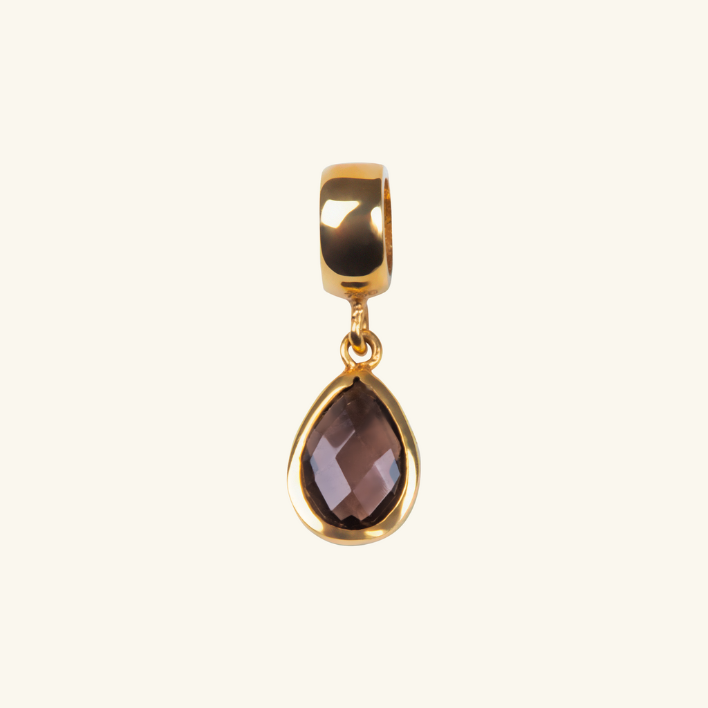 Mini Black Sapphire Pear Charm, Made in 18k solid gold