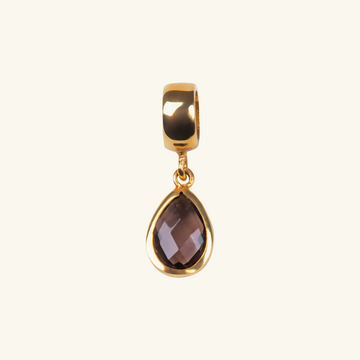 Mini Black Sapphire Pear Charm, Made in 18k solid gold