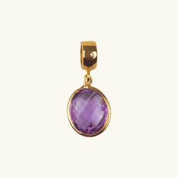 Amethyst Oval Charm, Made in 18k solid gold