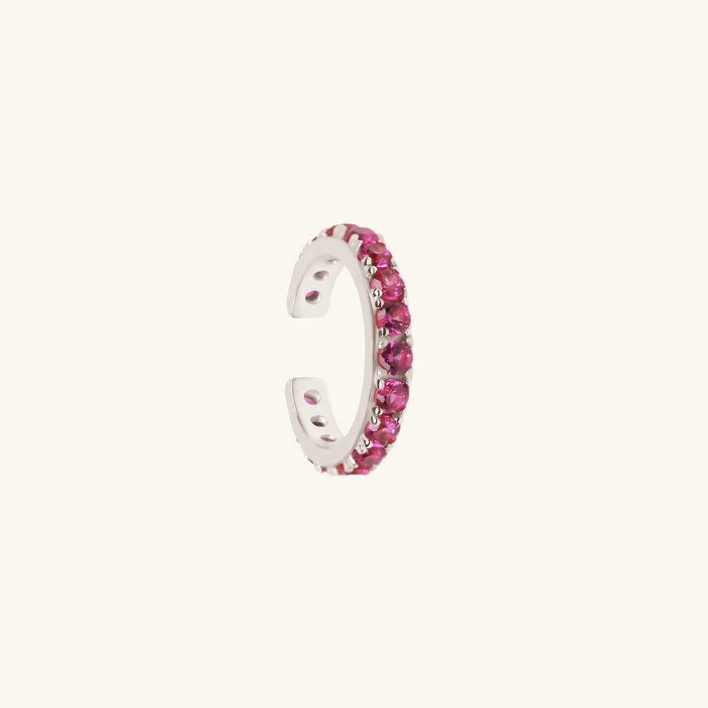 Ruby Line Cuff Sterling Silver, Handcrafted in 925 sterling silver