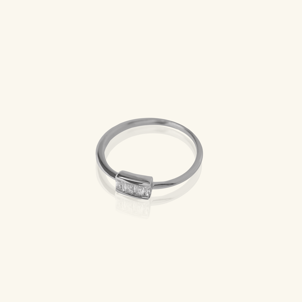 Square Bar Ring Sterling Silver.Handcrafted in 925 Sterling Silver