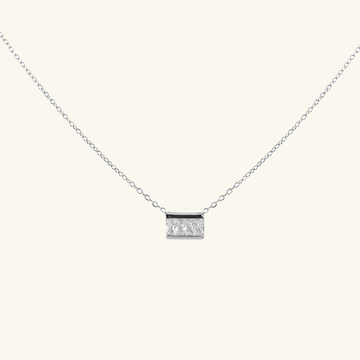Square Bar Necklace Sterling Silver,Handcrafted in 925 Sterling Silver