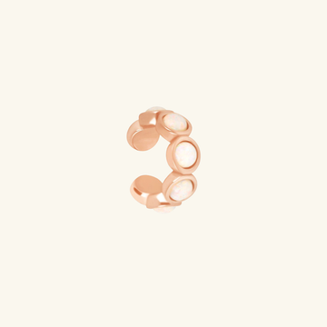 White Opal Ear Cuffs Rose Gold Vermeil,Handcrafted in 925 Sterling Silver