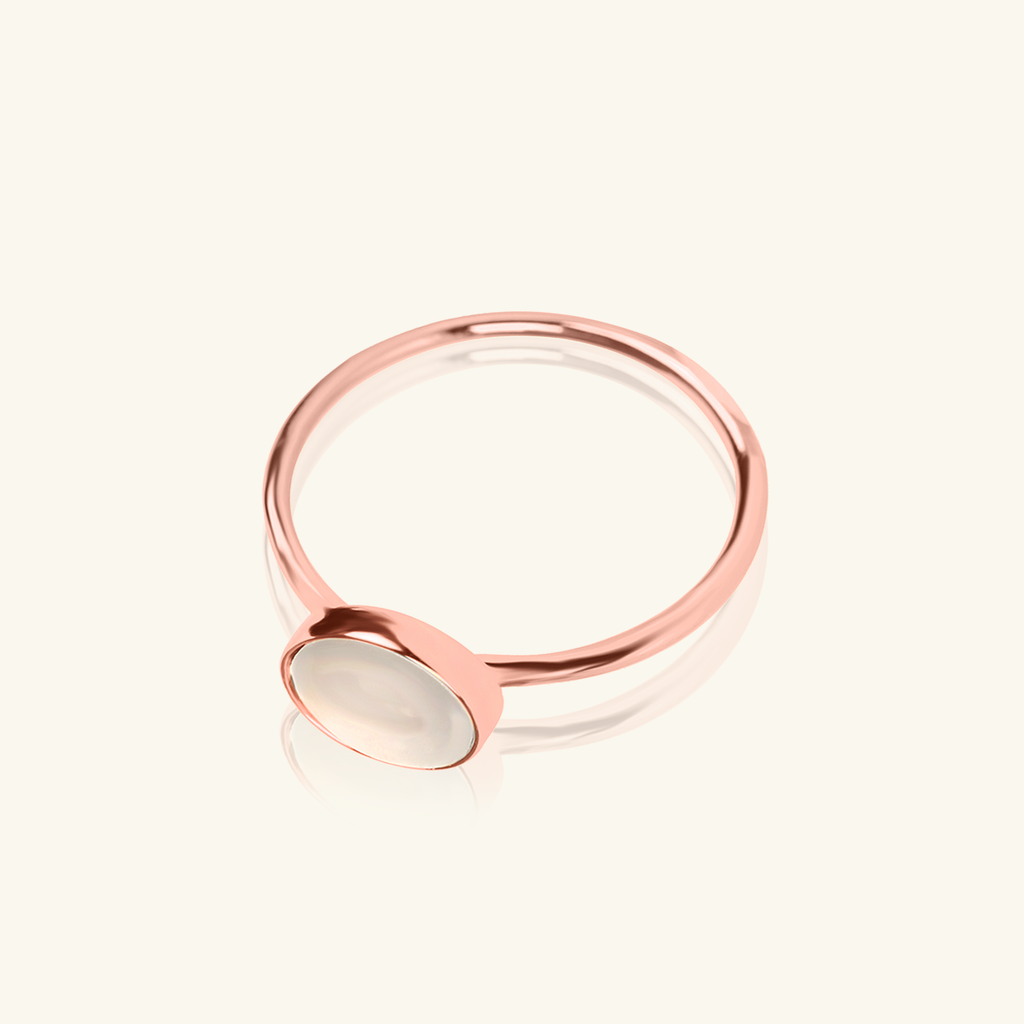 Mother of Pearl Disc Ring Rose Gold Vermeil, Handcrafted in 925 sterling silver