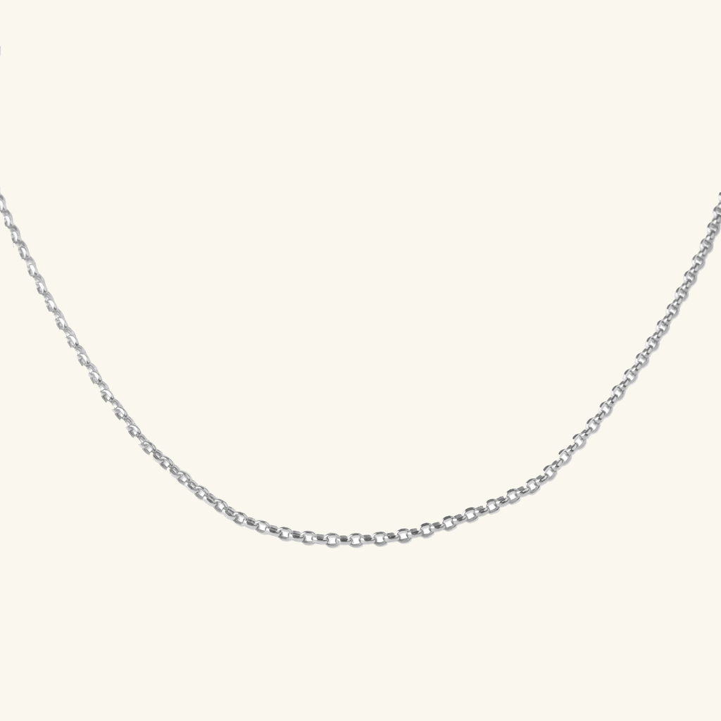 Cable Chain Necklace White Gold, Made in 18K Solid Gold