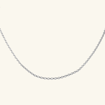 Cable Chain Necklace White Gold, , Made in 18K Solid Gold